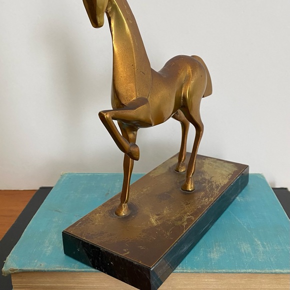 Vintage Etruscan Style Bronze Horse MCM Brass Horse Statue Equestrian Figurine - Picture 8 of 13